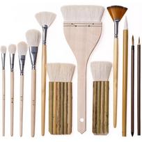 Premium-12 PCS Pottery Glaze Brushes Set With Goat Hair & Brush,Professional Soft Bristle For , Clay, Acrylic Painting