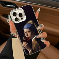 Aesthetic Funny David Mona Lisa Phone Case For iPhone 11 12 13 14 15 16Pro Max Plus white Sliver  Phone Cover iPhone11ProMax