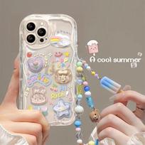 3D gėlių ir gyvūnų grandinėlės dėklas telefonui Samsung Galaxy S24 S23 Ultra S22 S21 Plus S20 FE A54 A34 A52 A53 A35 A55 A14 A23 A24 Samsung S20FE