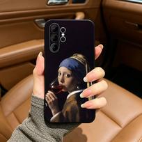 Aesthetic Funny David Mona Lisa Phone Case For Samsung S25,S24,S21,S22,,Plus S23,S30,Ultra,S20,Fe,Lite,Black Soft Silicone Samsung S23ULTRA5G