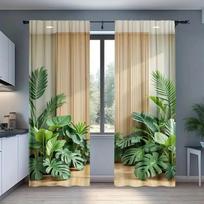 Vikama Tropical Rainforest Blackout Curta Monstera Palm Leaf Design Living Room & Master Bedroom Bay Window 65x90cm&Rod Pocket