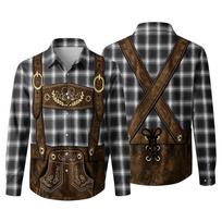 Men’s 3D Printed Plaid Long Sleeve Shirt with Vintage Pattern Relaxed Fit Button Down Collar for Festivals Parties and Outdoor Activities L juoda