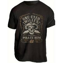 Men'S Vintage Pirate Graphic T-Shirt - One-Eyed Willy'S Pirate Rum Design with Skull & Crossbones, Proof Rum Advertising Style, 1885 Established 6XL juoda