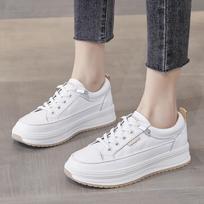 Top Layer Cowhide Women's Shoes  New Spring and Autumn Leather Fashion Small White Shoes All-match Casual Shoes 35 balta