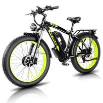 KETELES K800 Dvigubo variklio elektrinis dviratis su 2×1000W, 48V 23AH, 26  Chaoyang storiomis padangomis, Užrakinama pakabos šake, Hidrauliniais diskiniais stabdžiais, Visureigių E-dviratis 48V 2000W 23Ah juoda/žalia