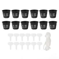 12PCS Water Planting Baskets Mesh Net Plant Pots Plastic Soilless Cultivation Cups with Cotton Rope