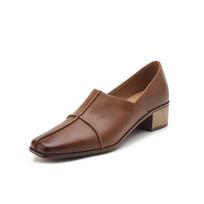 Fashion 2025 New Spring/Autumn Women Pumps Genuine Leather Shoes for Women Square Toe Chunky Heel Women Shoes Elegant  Mid Heel Shoes 34 ruda