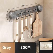 Wall Mounted Suction Cup Hook Kitchen Organizer Storage Rack Removable Grey 30cm