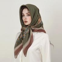 Musulmoniška kvadratinė hidžabo skara su raštu Turbanas Storas medvilninis plaukų gaubtelis Naktinė kepuraitė miegojimui Elastinga apsaugos nuo saulės bandana 90x90cm 90X90CM