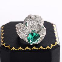 925  New Fox Full Diamond Ring Female Seiko Drop Green Moissanite Ring Party Birthday Jewelry Gift resizable