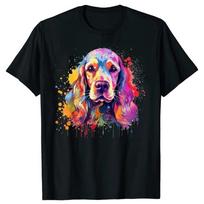 Funny Colorful Splash Art Cocker Spaniel Dog T Shirt Tee Tops Round Neck Short-Sleeve Tshirt Clothing Casual Basic T-shirts S juoda