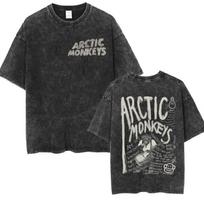 Retro roko Arctic Monkeys muzikos albumas Grafinis marškinėliai Vyriški vintažiniai skalbti negabaritiniai marškinėliai trumpomis rankovėmis Y2k hiphopo gatvės apranga S