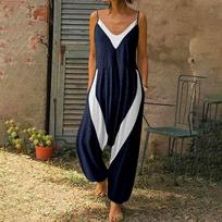 Women's Fashion Casual Sleeveless Holiday Backless Summer Camisole Jumpsuit XXL mėlyna