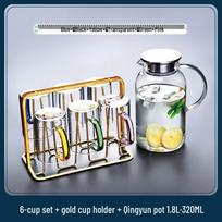 Thickened High Borosilicate Glass Teapot & 6 Colored Mug Set