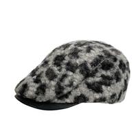 Keep Warm Leopard Print Berets Pu Leather Brim Women Newsboy Caps  Autumn Winter pilka
