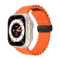 Magnetic Silicone Straps for Apple Watch Ultra 2 Band 49mm 45mm 44mm 40mm 46mm Ocean Bracelet correa iWatch Series 9 8 7 6 SE 10 S10-42mm 38 40 41mm oranžinė