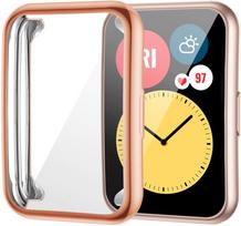 Plated Cover For Huawei Watch fit 2 case Smartwatch Accessories TPU Bumper All-Around Screen Protector Huawei Watch fit case huawei watch fit 2 rožinio aukso spalvos
