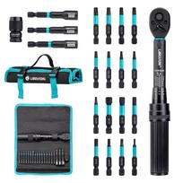 21pcs Bike Torque Wrench 1/4  2-14Nm Bike Torque Wrench Set Socket Spanner with Impact Bit Bicycle Motorcycle Ratchet Repair Kit 21PCS