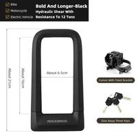 ROCKBROS Bike Lock Silicone U-Shaped Lock Resistant To Hydraulic Shear Motorcycle Anti-Theft Lock Electric Bicycle Accessories RKS626-BK