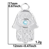 5pcs/Lot Steel Color Blue Rhinestone Charm Sun Moon Star Evil Eye Diy Pendants For Jewelry Making Supplies Stainless Steel Charm