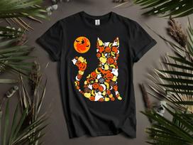 Kostiumas Katė Moliūgas Baisi Ragana Mėnulis Gobtuvėlis Marškinėliai Vyrai Moterys Unisex AD952 4XL