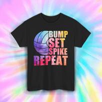 Bump Set Spike Repeat Volleyball Shirt Rainbow Sports Team Tee S-5XL S