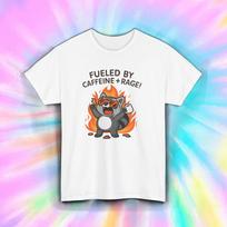Fueled By Caffeine and Rage Shirt Angry Raccoon Coffee Funny Cartoon Tee S-5XL XL