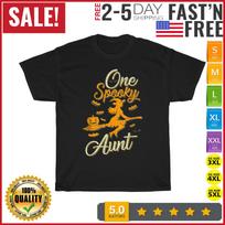 One Spooky Aunt Funny Grandma Family Halloween Costume Vintage T Shirt Mens Womens Tees Top Men Women S