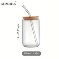 18,6 OZ stiklinis puodelis su dangteliu ir šiaudiniu permatomu burbuliniu arbatos puodeliu stiklinis alaus skardinės Mocha puodeliai 1/2/4 pusryčių puodelio gėrimų rinkinys 501-600ml