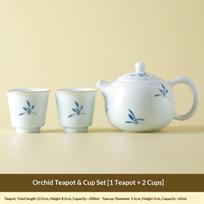 Magnolia Xishi Ceramic Teapot 1 Pot 2 Cups Gongfu Tea Set Straight Wide-Mouth Cups Single Small Set for Home Hotel Homestay