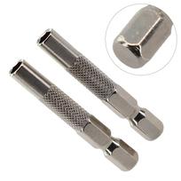 Bits For Small Screwdriver Hex Shank Silver 6.35mm Insert Bit Adapter To 4mm Electric Socket Holder Chrome-vanadium Steel 2pcs China Mainland
