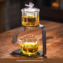Gianxi Glass Magnetic Automatic Tea Filtering Kung Fu Tea Set 2025 New Home Lazy Tea God Tool Magnetic Teapot skaidri