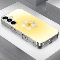 Gradient yellow flower tempered glass phone case suitable for Samsung GalaxyS26 S25 S24 S22 S21 S20FE/Ultra/Plusanti fingerprint GalaxyS24Ultra