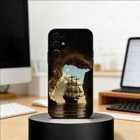 Vintage pirate ship Phone Case For Samsung S25,S24,S21,S22,S23,S30,Ultra,S20,Plus,Fe,Lite,Note,10,Black Cover Samsung S24ULTRA
