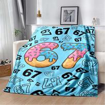 Cartoon 6 & 7 Number Characters Flannel Blanket, Soft Warm Throw with Black and White Print for Bed Sofa, Cozy Kids Bedding 80cm x 120cm