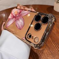 Pink lily design transparent phone case suitable for iPhone 17 16 15 14 13 12 11Pro/Max/Plus anti drop and shockproof back cover iPhone 13PROMAX auksas