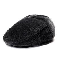 Faux Fur Men Beret Flat Dad Visor Fashion Newsboy Cap  Elderly