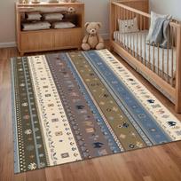 Multicolor Tribal Area Rug for Living Room Bedroom Boho Animal Motif Eco-Friendly Home Decor Soft Non Slip Washable Floor Mat 40x60cm