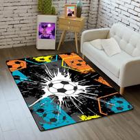 Soft Cozy Graffiti Soccer Ball Printed Area Rug Non Slip Washable Floor Mat for Kids Room Bedroom Boys Sports Themed Home Decor 40X60CM