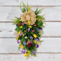 Exquisite Springtime Decorative Wreath Featuring Lavender Tulips And Rustic Charm