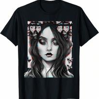 Goth Aesthetic Grunge Occult Emo Satanic Sad  Glitch T-Shirt S įvairiaspalvis