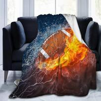 Soccer Blanket,Cool Water and Fire Soccer Fuzzy Throw Blanket Soft Warm Fluffy Bed Couch Blanket,Sport Fans Boys Teens Men Gifts 75x90cm