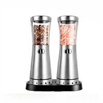 Electric Pepper Grinder Set Dual Adjustable Spice Mills with Stainless Steel Mechanism and Transparent Containers for Kitchen Use One Size