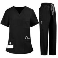 Unisex V-Neck Scrub Set with Pockets Comfortable, Durable Uniform for Healthcare Professionals L juoda