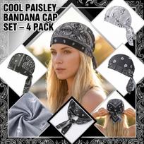 4 Pack Paisley Pattern Breathable Head Wrap Caps Adjustable Strap Bandana Skull Caps Headwear for Head Circumference 55-58cm One Size balta