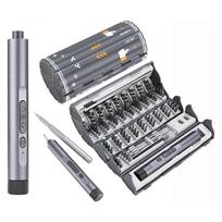 Premium-Precision Screwdriver Set Mini Electric, 127-In-1 Magnetic Bits, Rechargeable USB-C, LED Light, Manual& Electric Modes pilka spalva
