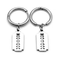 Hip Hop Razor Blade Dangle Earrings For Women Men Stainless Steel Silver Color Male Man Pendant Drop Earring Jewelry Gifts