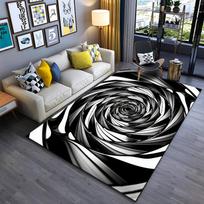 Abstract Black and White Spiral Pattern Carpet for Modern Home Decor Suitable for use as an anti-slip for living room bedroom sofas 40x60cm( 15x23in )