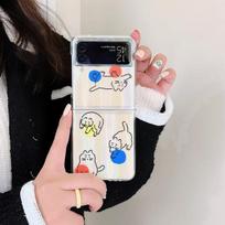 For Samsung Galaxy Z Flip 3 Case Korean Cute Polka Dot Cat For Samsung Z Flip 4 Zflip4 Luxury Hard Pc Clear Case With Laser Jam Samsung  Z Flip 3