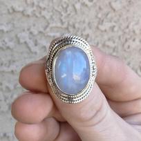 Mėnulio akmens brangakmenis rankų darbo dizainerio žiedas, gimtadienio akmens žiedas, boho žiedas, masyvus žiedas, dovana jai, ovalus žiedas, solitero žiedas 6